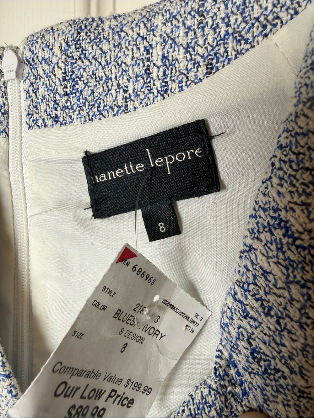 Nanette Lepore Ivory Blue Sky Love or Money Shift Dress - Picture 2 of 8
